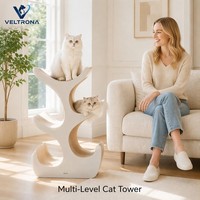 Tour griffoir pour chat en carton ondulé, multi-niveaux, en forme d'arbre, avec perchoir, pour l'intérieur, vente en gros