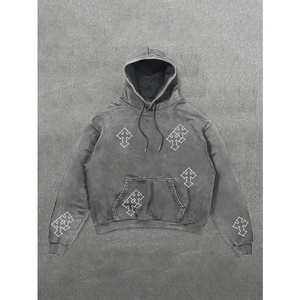 Sudadera con capucha y cremallera personalizada con logo, de felpa francesa gruesa, estilo oversize y corte cropped, para hombre - Product Image 6