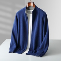 Großhandel Herren Reine Wolle Strickjacke Jacke mit Reißverschluss Gestrickter Pullover Langarm Warmer Freizeitmantel