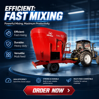 Mélangeur vertical TMR pour aliments du bétail, entraîné par prise de force (PTO), sur chariot de tracteur, avec hacheuse à ensilage et double vis sans fin, pour ferme laitière