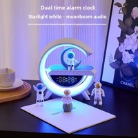 Haut-parleur Bluetooth à charge sans fil, réveil, lampe de bureau multifonctionnelle, veilleuse, ABS, double bass, cadeau d'anniversaire pour hommes