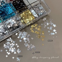 Kit de paillettes pour ongles style Instagram à 12 compartiments, motifs pois et étoiles mélangés, pour ongles à presser DIY