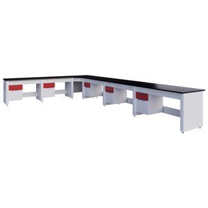 Banco da Lavoro a L in Acciaio Resistente agli Acidi, Facile da Pulire, <span class=keywords><strong>Design</strong></span> da Laboratorio con Armadietto Mobile e Ripiani per Reagenti, Prezzo di Fabbrica - Product Image 5