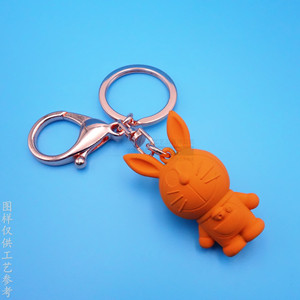 Porte-clés en métal 3D personnalisé en forme de lapin orange rouge, mousqueton durable, cadeau d'affaires, article promotionnel YSK75684159 - Product Image 2