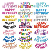 Ballons de fête gonflables à l'hélium Joyeux anniversaire Ballons en feuille de mylar dorés argentés Lettres Alphabet Feliz Cumpleanos
