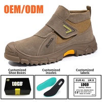 GUYISA Bottes de Sécurité en Daim Série Soudeur, Semelle Caoutchouc, Doublure Mesh Sandwich, Kaki, Nouvelles Bottes de Sécurité Tendance