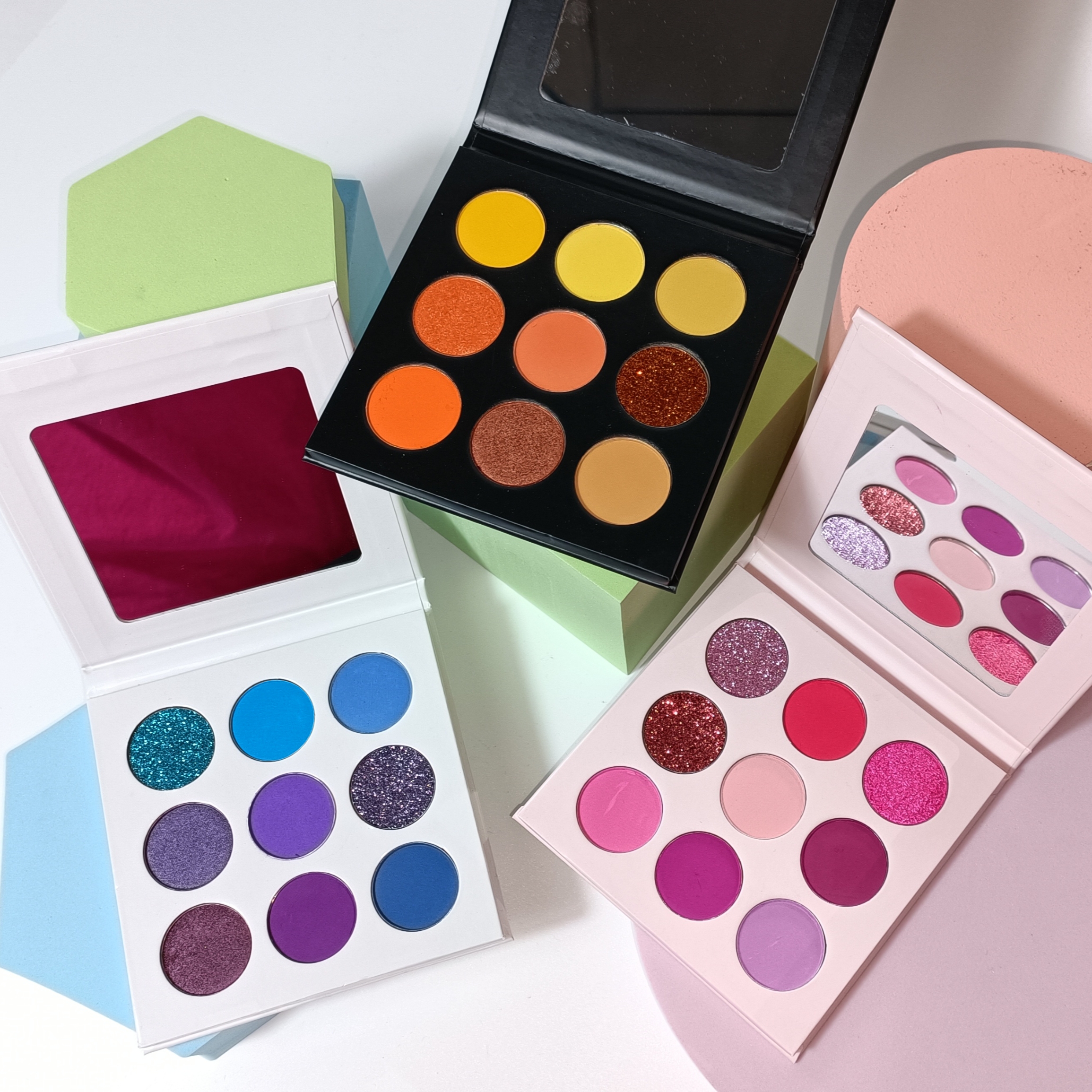 9 Holes Cosmetics OEM Private Label Wholesale Makeup Pressed Glitter DIY Eyeshadow Palette Eye Shadow Powder Multicolor