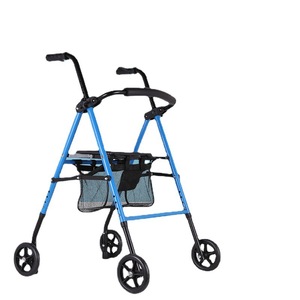 Four Wheeled Walker Cart With Seat Foldable PU Wheels <b>Shopping</b> <b>Trolley</b> For <b>Elderly</b> Mobility Aid - Product Image 1