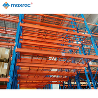 Système de rayonnage à palettes à double profondeur robuste Support de stockage à haute densité Revêtement en poudre bleu personnalisé Palette d'entraînement d'assemblage sans boulon