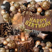 Kit d'arche de ballons en latex motif guépard doré, marron et noir de 16 pouces, 70 pièces, pour fête d'anniversaire sur le thème du guépard