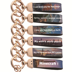 Nouveau porte-clés en cuir haut de gamme avec motif de citations d'amour, anti-perte, en métal, design personnalisé, vente en gros - Product Image 1