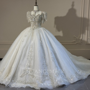 Vestido de Novia de Lujo Xs309 con Bordado Parisino, Cuello Alto con Cuentas de Cristal, Vestido de Gala con Diseño de la Torre Eiffel, Hecho a Medida por Jancember - Product Image 6