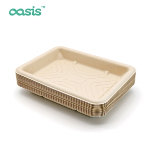 Bandeja De Carne De Polpa De Cana De Açúcar De Bambu Descartável Ecológica Personalizada para Supermercado Embalagem De Carne Fresca Bandeja De Alimentos Degradáveis - Product Image 2