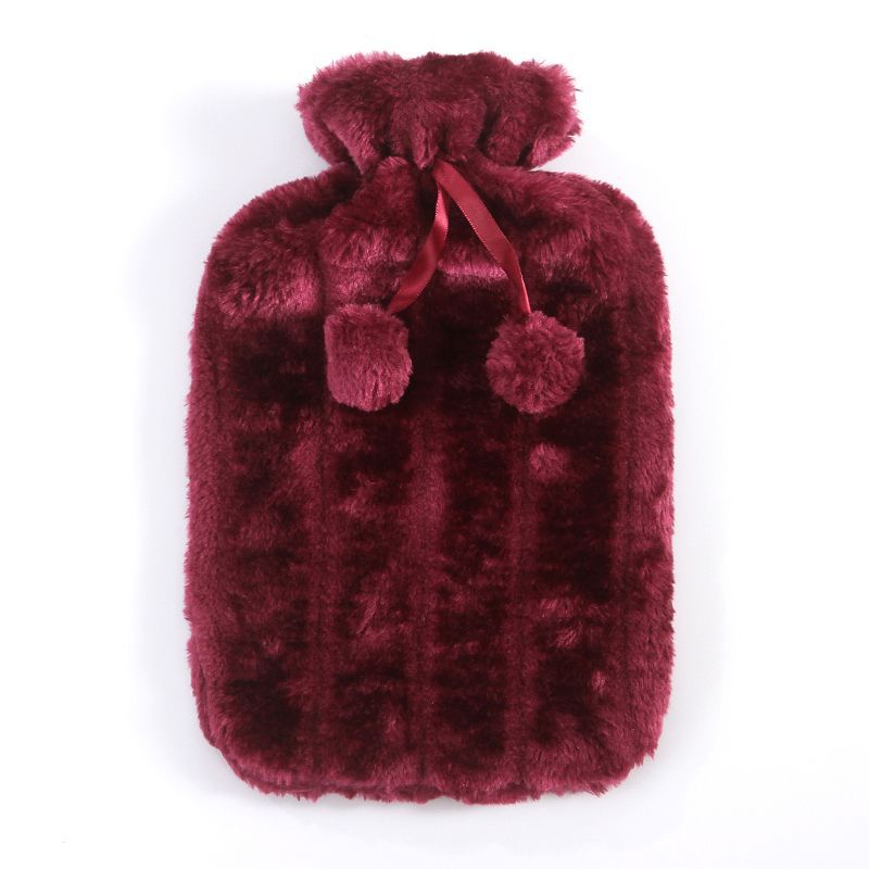 Rosered+2000ml sac d'eau chaude en caoutchouc avec housse en laine