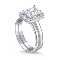 Ensemble de bagues de fiançailles et de mariage modernes et élégantes en diamant moissanite pour femmes, taille émeraude 2 carats, couleur D, VVS, argent sterling 925