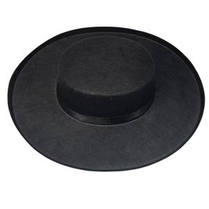 Black Flat Top Wide Brim Plush Fedora <b>Hat</b> Adjustable Minimalist <b>for</b> Casual <b>Wedding</b> Party - Product Image 6