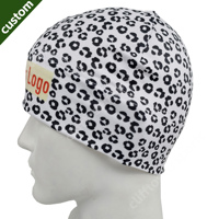 Bonnet ajustable personnalisé avec logo brodé, doublure satinée, motif léopard, style slouchy, respirant, extensible, avec revers, pour la course à pied