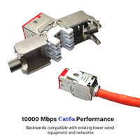 Prise Ethernet RJ45 Mâle-Femelle 180 Degrés Réseau CAT6 CAT6A Module Sans Outil 8P8C Raccord Inline RJ45 en Zinc Moulé Sous Pression Plaqué Nickel