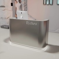 Comptoir de bar moderne en acier inoxydable durable avec éclairage LED pour salons de coiffure, instituts de beauté, hôtels