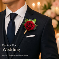 Boutonnière artificielle multicolore en forme de rose, broche de simulation florale pour le marié, les invités, les banquets de mariage, les fiançailles, les cérémonies et les fêtes
