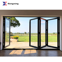 Porte pliante en aluminium noir à double vitrage, porte de patio pliante moderne, utilisation intérieure et extérieure