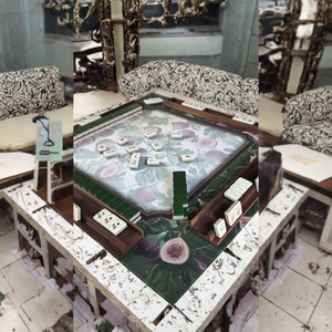 Juego de Fichas de Mahjong Americanas Modernas de Lujo Serie Fig, 160 Piezas, Material Acrílico Portátil, Diseño Estilo Mármol Menta - Product Image 2