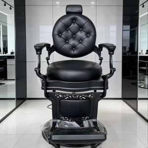 Sillón de Peluquería Antiguo, Sillón de Barbero Vintage Negro para Hombres, Precio al por Mayor, Butaca de Peluquero - Product Image 1