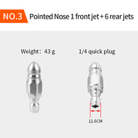 Raccord rapide pour buse d'évier, acier inoxydable, insert en cuivre, nez pointu, 1 Jet avant, 6 Jets arrière, 1/4 pouces