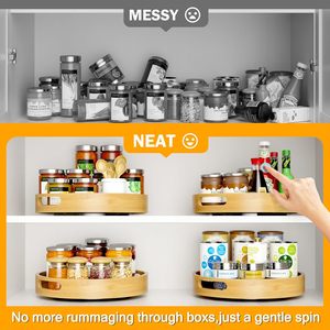 Organizador <span class=keywords><strong>de</strong></span> bambú Lazy Susan antideslizante para cocina, <span class=keywords><strong>estante</strong></span> <span class=keywords><strong>giratorio</strong></span> para especias, tocadiscos <span class=keywords><strong>de</strong></span> madera, estantes <span class=keywords><strong>de</strong></span> <span class=keywords><strong>almacenamiento</strong></span> para armario <span class=keywords><strong>de</strong></span> cocina - Product Image 6