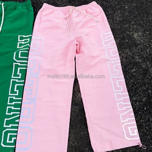Custom 3m Reflective Print Stacked Nylon Windbreaker <b>Pants</b> High Quality Causal Lightweight Elastic Waistband Nylon Track <b>Pants</b> - Product Image 5
