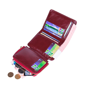 Portefeuille court AndoBag avec fermeture éclair RFID pour femmes, porte-cartes, cuir de vache véritable, petite bourse à monnaie, mode vintage 8017 - Product Image 5