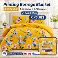 Juego de 3 mantas de borrego extragrandes California King, cálidas y pesadas, de forro polar Sherpa estampado, para invierno, venta al por mayor