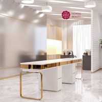 Table de manucure de grande taille haute performance Yicheng Beauty, station de travail, bureau, salon de beauté, équipement de spa, surface en marbre, table de travail