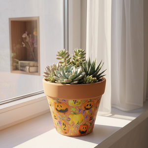 Pot de fleurs décoratif en céramique personnalisé pour Halloween, motif citrouille peint à la main, pot à succulentes, décoration pour la maison et le jardin, cadeau - Product Image 3
