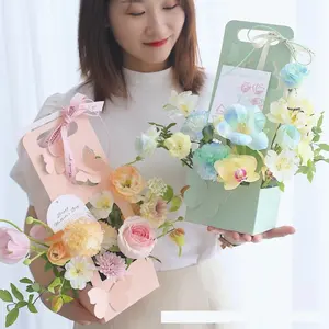 Çiçek paketleme kutusu Tote kek kağıt sepeti kelebek çiçek düzenleme torba çiçek ambalaj hediye kutusu