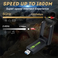 Adaptador WiFi 6 USB 3.0 de 1800 Mbps, Doble Banda 2.4GHz 5GHz, Tarjeta de Red WiFi para Computadora de Escritorio, Portátil, PC, Windows