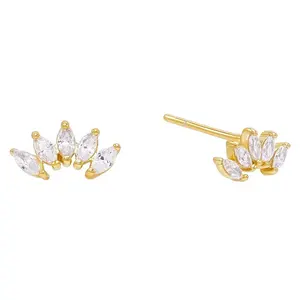 Trang Sức Nữ Tối Giản Gemnel 925 Bạc 14K Hoa Tai Kim Cương Mạ Vàng