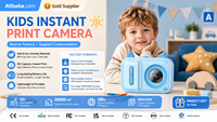 Kamera Digital HD Thermal Print Sensor MOS Anak-Anak Populer, Operasi Sederhana, Video Langsung, Kamera Ganda Depan/Belakang, Layar 2.4"
