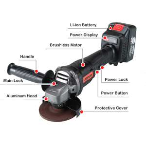 21V เครื่องขัดมุม4Ah 4 ''10000RPM 100mm, เครื่องขัดมุมไร้สายแบบไม่มีแปรงถ่านสำหรับกระเบื้องไม้โลหะแบตเตอรี่คอนกรีต - Product Image 2