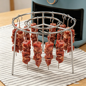 Vertical Grill Rack Stainless Steel Air Fryer Skewer Holder Round For Meat Grilling Kitchen Home Use - Product Image 1