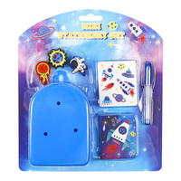 Adorable mini sac à dos en silicone bricolage papeterie trou breloques accessoires d'écriture amusants coffret cadeau comprenant des cahiers stylos gel créatifs