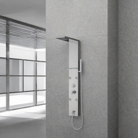 Panel de Ducha LED Cuadrado de Pared con Cabezal de Lluvia, Acero Inoxidable, Termostático, Monomando, 4 Modos, para Hotel y Villa
