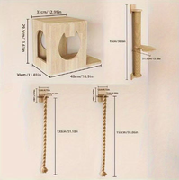 En stock : Ensemble d'escalade mural pour chat en bois de pin, du sol au plafond, avec griffoir en corde, plateforme et lit pour chat