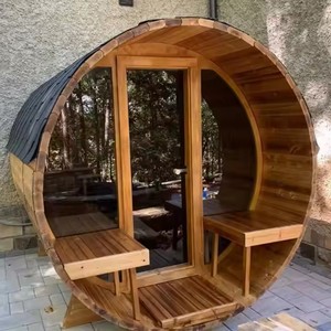 Sauna <span class=keywords><strong>a</strong></span> Botte da Esterno Intelligente Bropool in Legno di Cedro Rosso Termotrattato per 6 Persone, Tradizionale <span class=keywords><strong>a</strong></span> Vapore con Finestra Panoramica e Stufa - Product Image 6