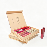 Coffret Cadeau Rouge à Lèvres Mat Élégant Personnalisé Boîte de Luxe à Fermeture Magnétique pour Poudre Libre avec Insert en Papier Matériaux Recyclés Éponge Dorure Rose