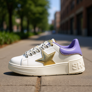Zapatillas Deportivas para Mujer, Color Blanco Wisteria, Plataforma Gruesa, Detalle de Estrella, Talla 36 - Product Image 3