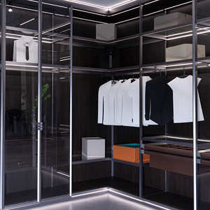 Armadio Angolare a <span class=keywords><strong>L</strong></span> Moderno di Lusso con Ante in Vetro e Combinazione di Armadietti per Ripostiglio - Product Image 4