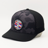 Casquette de baseball ajustable à 5 panneaux en PVC, motif camouflage foncé, perforations laser, visière incurvée, pour club de golf, personnalisable