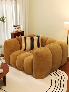 French Retro Vintage Style Single <b>Sofa</b> <b>Small</b> Apartment Living High-End Luxury Fabric with Chenille Light for <b>Bedroom</b> - Product Image 4