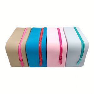 Women's Waterproof Silicone <b>Makeup</b> Cosmetic <b>Case</b> Zipper Closure Shoulder Crossbody Organizer Pouch for Coin <b>Brushes</b> Purse Bags - Product Image 2